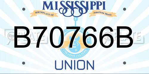 B70766B Mississippi License Plate