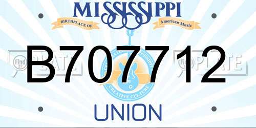 B707712 Mississippi License Plate