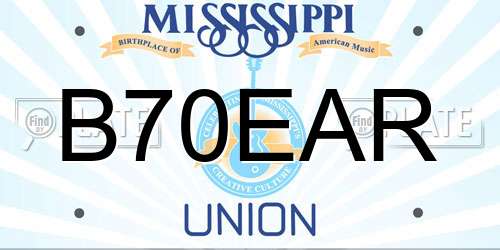 B70EAR Mississippi License Plate