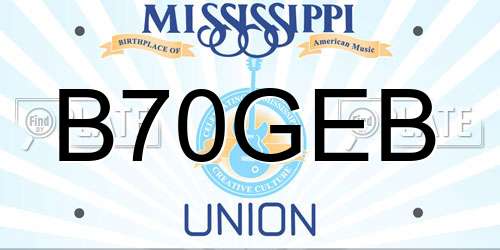 B70GEB Mississippi License Plate