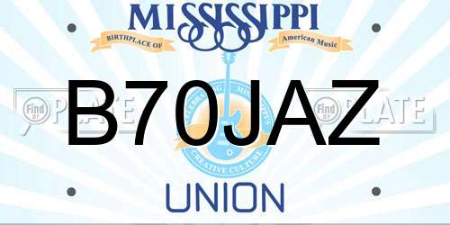 B70JAZ Mississippi License Plate
