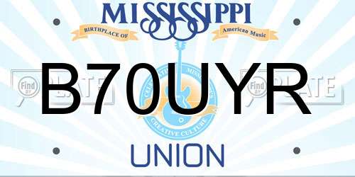 B70UYR Mississippi License Plate