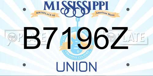 B7196Z Mississippi License Plate