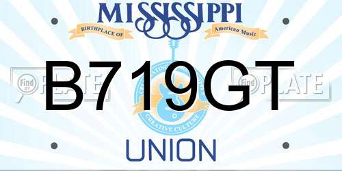 B719GT Mississippi License Plate