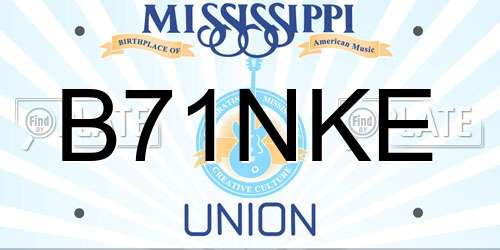 B71NKE Mississippi License Plate
