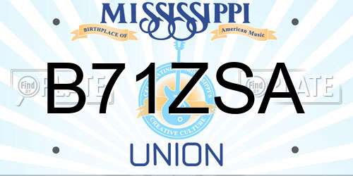 B71ZSA Mississippi License Plate