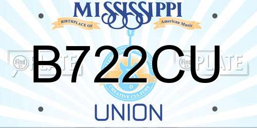 B722CU Mississippi License Plate