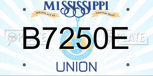 B7250E Mississippi License Plate
