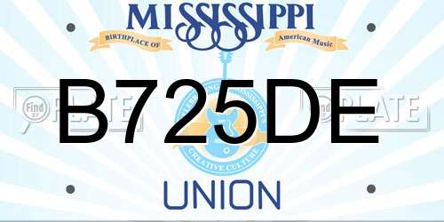 B725DE Mississippi License Plate