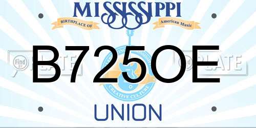 B725OE Mississippi License Plate