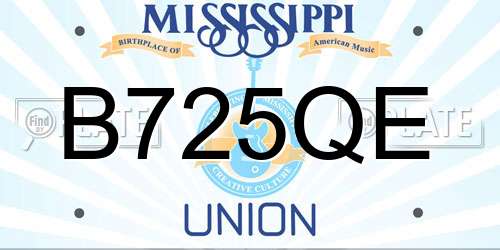 B725QE Mississippi License Plate