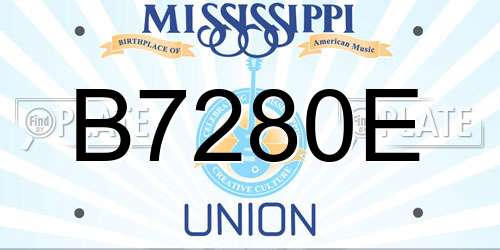 B7280E Mississippi License Plate
