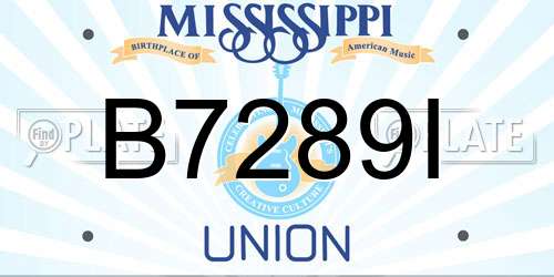 B7289I Mississippi License Plate