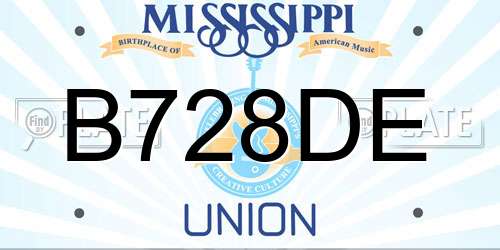 B728DE Mississippi License Plate