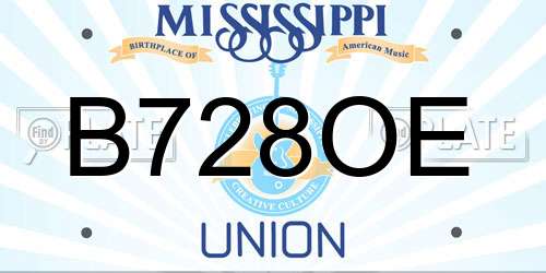 B728OE Mississippi License Plate