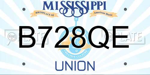 B728QE Mississippi License Plate