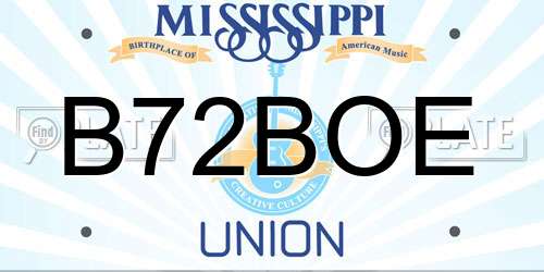 B72BOE Mississippi License Plate