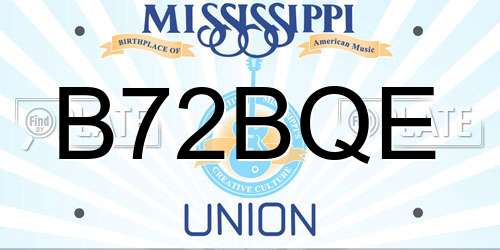 B72BQE Mississippi License Plate