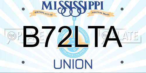 B72LTA Mississippi License Plate