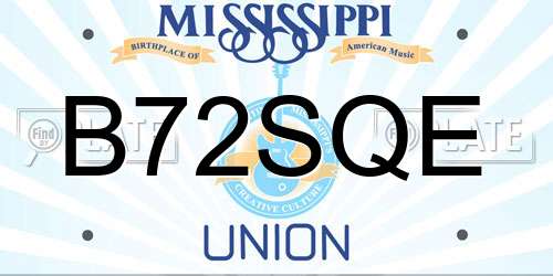B72SQE Mississippi License Plate
