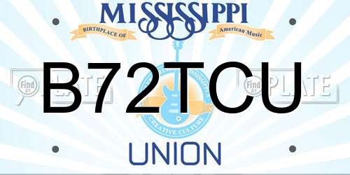 B72TCU Mississippi License Plate