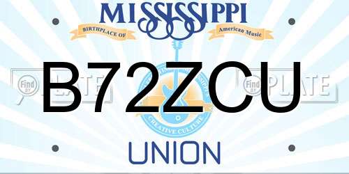 B72ZCU Mississippi License Plate