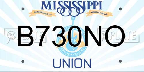 B730NO Mississippi License Plate