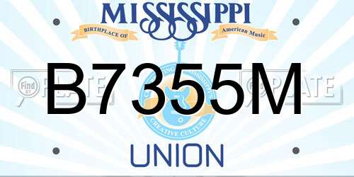 B7355M Mississippi License Plate