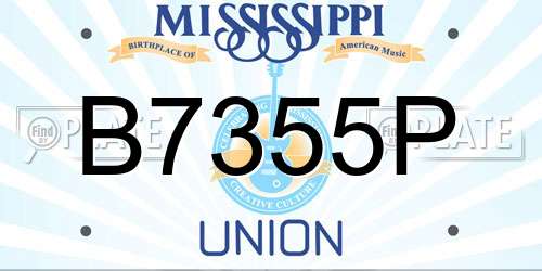 B7355P Mississippi License Plate