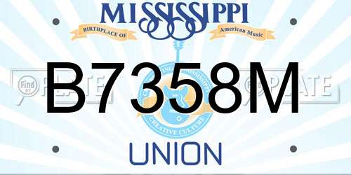 B7358M Mississippi License Plate