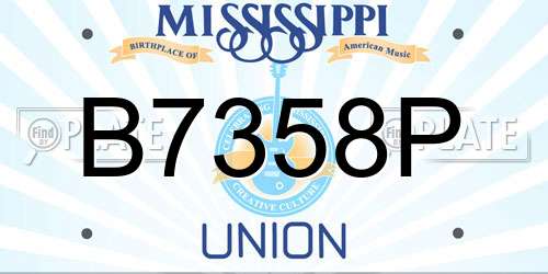 B7358P Mississippi License Plate