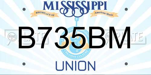 B735BM Mississippi License Plate
