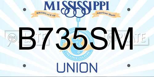 B735SM Mississippi License Plate