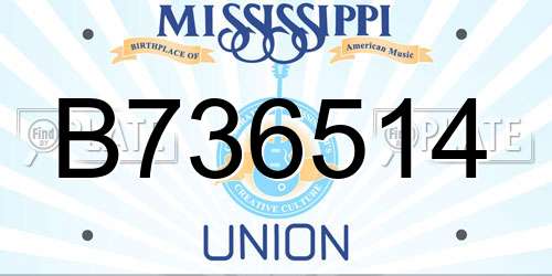 B736514 Mississippi License Plate