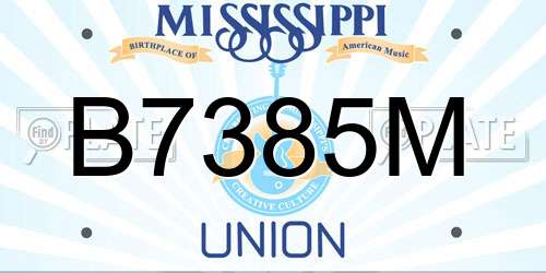 B7385M Mississippi License Plate
