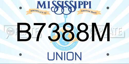 B7388M Mississippi License Plate