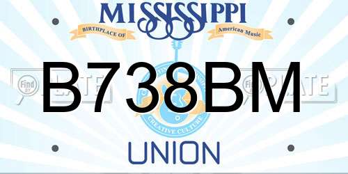 B738BM Mississippi License Plate