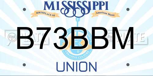 B73BBM Mississippi License Plate