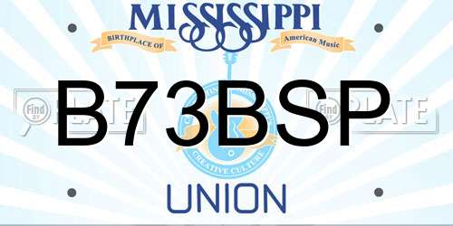 B73BSP Mississippi License Plate