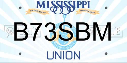 B73SBM Mississippi License Plate