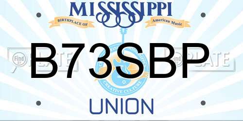 B73SBP Mississippi License Plate