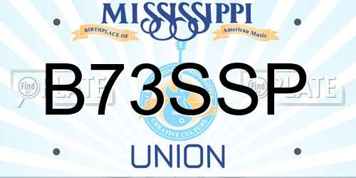 B73SSP Mississippi License Plate