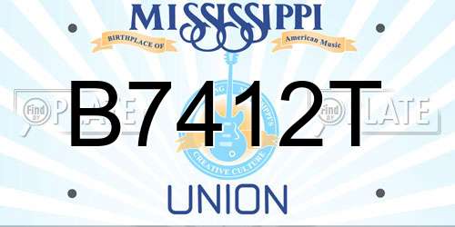 B7412T Mississippi License Plate