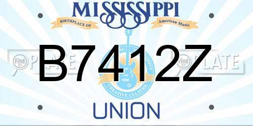 B7412Z Mississippi License Plate