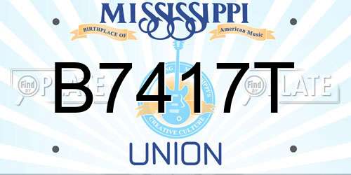 B7417T Mississippi License Plate