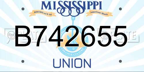 B742655 Mississippi License Plate