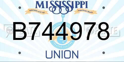 B744978 Mississippi License Plate