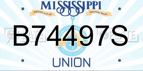 B74497S Mississippi License Plate