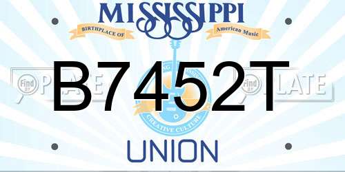 B7452T Mississippi License Plate