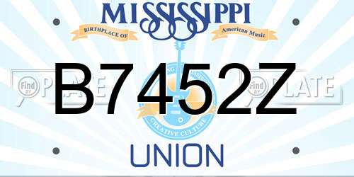 B7452Z Mississippi License Plate